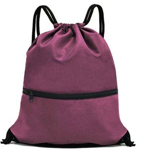 Free Sample Packaging Polyester Sports <b>Backpack</b> Drawstring Bag with Pouch - Product Image 4