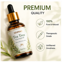 Huile d'arbre à thé pure et naturelle, d'origine végétale ; élimine l'acné et contrôle le sébum ; adaptée aux soins de la peau et à une maison saine.