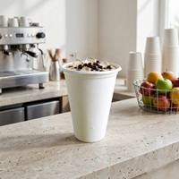 Gobelet à boisson froide en pulpe de canne à sucre de 16 oz (480 ml), gobelet jetable sans plastique avec bord de 90 mm pour bubble tea, milk tea, jus de fruits
