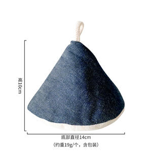 Funda de tapa de olla vaquera de mezclilla, guantes de horno de algodón con aislamiento térmico, 10x14cm, color liso - Product Image 5