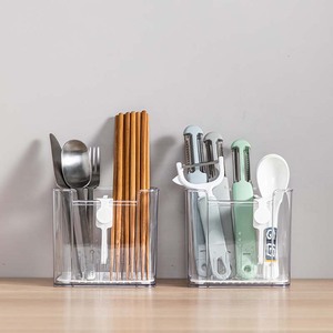 Kitchen Organizer Plastic Drain Storage Box Home Chopsticks Cage Wall-mounted Drain Storage Rack Fork Knife Spoon Holder