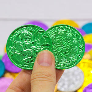 100 pezzi di natale pirata monete d'oro di lusso bomboniere di plastica colorata per la borsa della moneta del tesoro natale pirata modello di moneta - Product Image 2