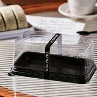 Boîtes d'emballage rectangulaires jetables pour gâteaux roulés, transparentes en PET de 0,5 mm d'épaisseur, pour la cuisson de gâteaux enroulés