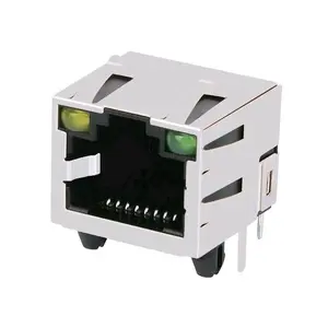 Ethernet Socket RJ45 Single Port LED Shielded PCB 8P8C Network Modular Jack Female Connector RJ45