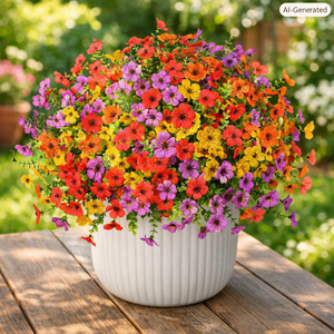 Fleurs artificielles, bouquet de fleurs en soie violettes, décoration de mariage, décoration de la maison, rénovation de balcon extérieur - Product Image 2