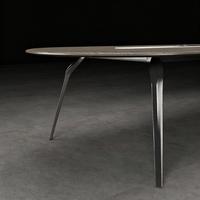 Table de réunion et chaises de bureau modernes en bois et MDF de forme ovale, ensemble de table de conférence pour 8 personnes