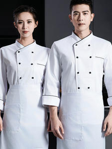 Algodón negro restaurante cocina Chef abrigo trabajo chaquetas uniforme profesional Unisex manga larga Chef ropa uniforme - Product Image 4