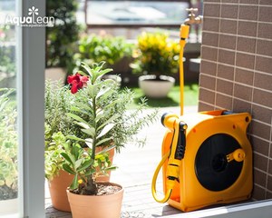 Enrouleur de tuyau d'arrosage de jardin en plastique compact, léger, montable au mur pour l'arrosage de la pelouse et du patio - Product Image 3