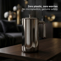 Carafe filtrante à eau en acier inoxydable 304 sans plastique, élimination des PFAS, purificateur par gravité, 2,5 L, résine échangeuse d'ions, charbon actif