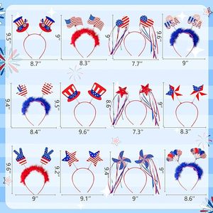 12 Diademas del 4 de Julio, Accesorios para Fiestas del 4 de Julio, Artículos Patrióticos Rojos, Blancos y Azules para el Día de la Independencia - Product Image 2