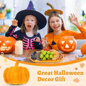 ถาดไม้รูปฟักทองทรงกลมสีเรโทรสำหรับงานเลี้ยงวันขอบคุณพระเจ้า จานเสิร์ฟลายเรียบ 1 ชิ้น สำหรับตกแต่ง - Product Image 4