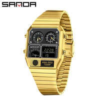 Montre numérique unisexe SANDA 3192, montre-bracelet électronique à double affichage tendance, montre de sport étanche pour étudiants avec réveil