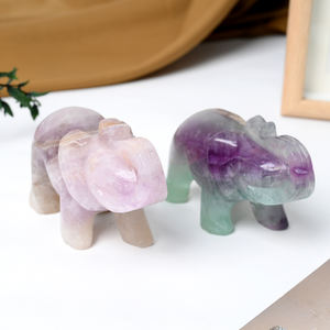 Oferta especial Cristal Natural Elefante Escultura Alta qualidade Quartzo Pedra Animal Escultura Cristal para Ornamentos de Mesa - Product Image 5