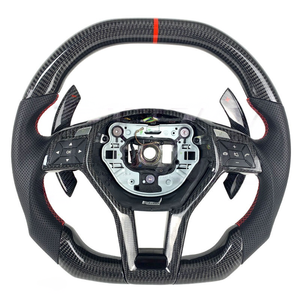 Volante de Fibra de Carbono Rojo para <span class=keywords><strong>Mercedes</strong></span> <span class=keywords><strong>Benz</strong></span> <span class=keywords><strong>AMG</strong></span> W204 W205 W212 W213 W217 W218 a <span class=keywords><strong>C</strong></span> E CLS GLC 2011 2012 2013 2014 2015 - Product Image 1