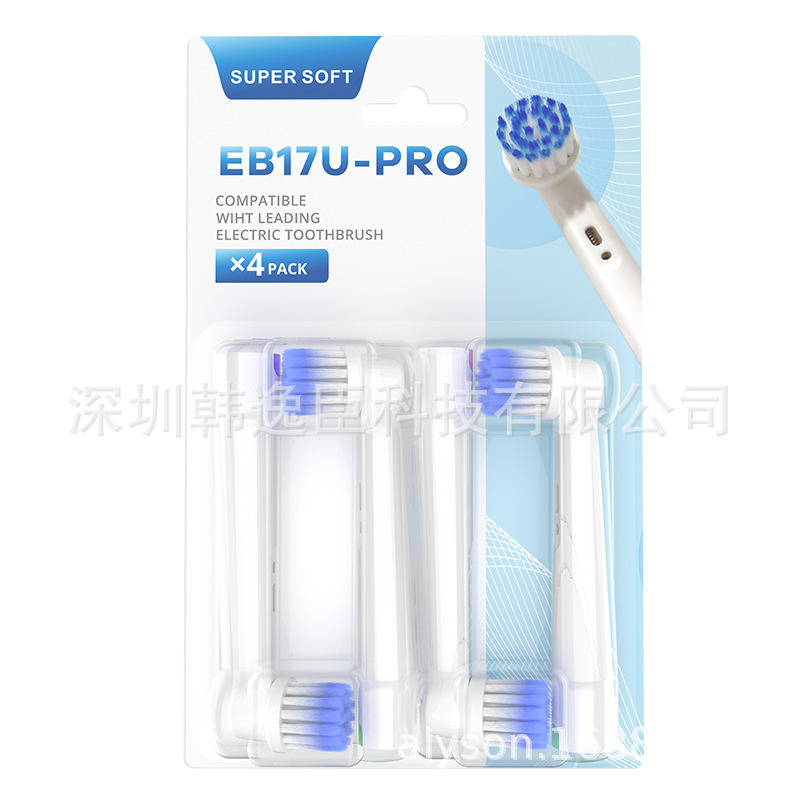 Tête de brosse à poils souples Eb17u-pro à double embout - Blanc - Lot de 4 cartes