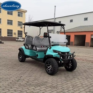 Voiturette de golf moderne 4x4 noire à 4 places avec haute capacité de montée pour club, complexe hôtelier, parcours de golf, camping - Product Image 1