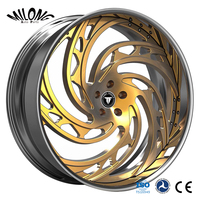 Jantes de voiture de luxe chromées or brossé 22 24 26 28 pouces 5x112/114.3/120 2 pièces à lèvre inversée en alliage forgé