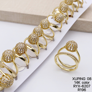XUPING Jewelry Wholesale 14K Gold Color Plated Fashion Synthetic Cubic Zirconia Women <strong>Men</strong> a Pair Couple Wedding <strong>Ring</strong> <strong>Set</strong> - Product Image 3