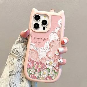 Coque de téléphone antichoc avec impression florale en peinture à l'huile 3D pour iPhone 14 15 16 17 Pro 13 12 11 Pro Max Plus XR X XS Housse souple Fundas - Product Image 2