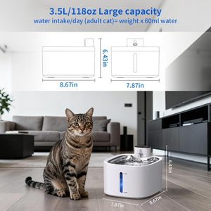 Fontaine à eau automatique pour chat en acier inoxydable avec une capacité de 2,5 L pour un usage domestique, distributeur d'eau pour chats - Product Image 5