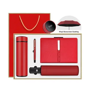 Promotional Item Umbrella Vacuum, Flask A5 Notebook Pen Luxury Personalized Gift Box Set/