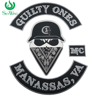 Patch thermocollant brodé en feutre grand format pour le dos, motif GUILTY ONES MC Motorcycle Club, pour veste, gilet, badge