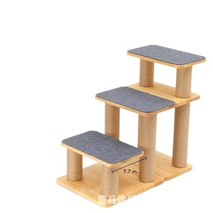 Wooden Cat Tree 4 Levels Sisal <b>Scratching</b> <b>Post</b> Durable Cat Ladder Natural Wood Color - Product Image 5
