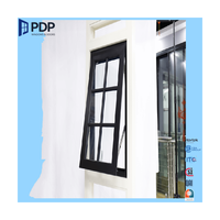 Ventana de Toldo Francesa Exterior con Rejilla de Aluminio de Doble Vidrio, Estilo Vintage Minimalista, Impermeable, Nueva Llegada