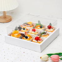 Boîte à gâteau transparente miniature en plastique avec fenêtre rose 12x12x8 Emballage Noël