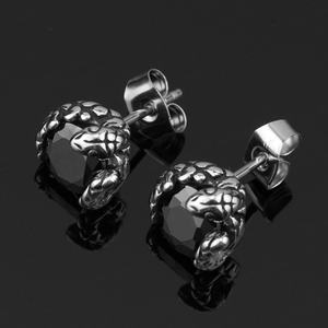 Boucles d'oreilles clous tête de mort fantôme rétro en diamant, directement de l'usine, pour femmes, en acier titane et acier inoxydable 316, bijoux tendance style punk - Product Image 5