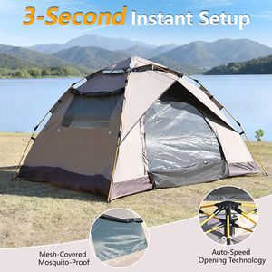 Carpa de Camping Familiar para <span class=keywords><strong>3</strong></span>-4 Personas, <span class=keywords><strong>Oxford</strong></span>, Una Habitación, Apertura Automática en <span class=keywords><strong>3</strong></span> Segundos, 200x150cm, Impermeable para las Cuatro Estaciones - Product Image 2