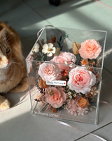 Boîte en acrylique Rose Éternelle, fleurs préservées immortelles, décoration pour la maison, cadeau pour la fête des mères, Noël, la Saint-Valentin