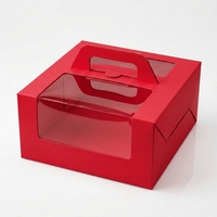 Boîte à gâteau en gros, emballage alimentaire en papier, boîte rouge et blanche avec grande fenêtre et poignée, qualité alimentaire pour pâtisserie, boulangerie, anniversaire, cupcake