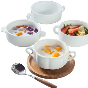 Керамический белый бинауральный салат Таро круглая миска для сахарной воды Западный пример суповая миска может быть логотипом настольная посуда чашка для чая