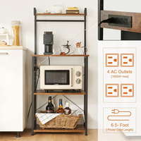 Support de four à micro-ondes moderne en acier et bois NBHY, étagère de cuisine, bar à café, rangement avec étagères