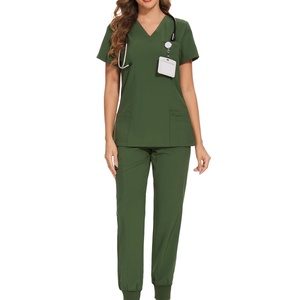 Women's Nurse Uniform <b>Scrub</b> Set Stretch <b>Scrub</b> <b>Top</b> Pants 8 Pockets Natural Cool Jogger Style Hospital Use 100% Polyester - Product Image 4
