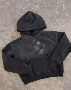 Faded Black Hoodie - Oversized Heavyweight Acid Wash