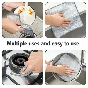 High Quality Household Silver Wire Cleaning Cloths Non-Scratch Wire Scrubbers Dishcloth Dishwashing Rags