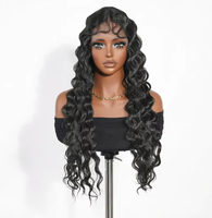 Perruque frontale en dentelle 13x4 invisible, longue, naturelle, ondulée, ombrée, avec raie au milieu, en fibre, pour femmes noires, vente en gros
