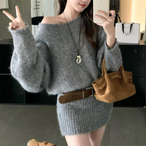<span class=keywords><strong>Cardigan</strong></span> di nuovo stile con gonna aderente e abito monospalla a maniche lunghe per l'autunno e l'inverno - Product Image 4