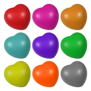 Wholesale PU Foam Custom Logo Color Printed Bulk Mini Red Yellow White Blue Green Heart Shaped Stress Balls