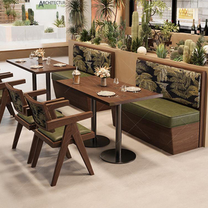 Bộ bàn ghế cà phê, nhà hàng, quán ăn thương mại hình vuông & tròn, chất liệu gỗ tự nhiên XZY, bọc da - Product Image 1