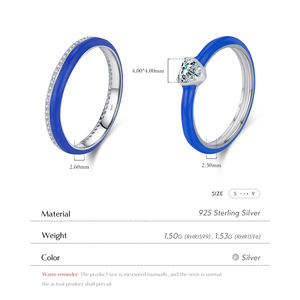 925 Sterling-Silber feiner Schmuck Herz geometrische Hauptsteine Versprechungsringe Mode niedlicher bunt-Emaille-Ewigkeitsringe Bänder - Product Image 6