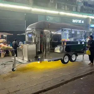 Carrito de venta de helados de café pequeño para perrito caliente, camión de remolque de comida de flujo de aire rápido móvil para restaurante a la venta