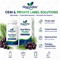 Poudre de baies d'açaï lyophilisées HBEUNDAS en vrac, poudre de fruit d'açaï naturelle de qualité alimentaire pour smoothies et boissons