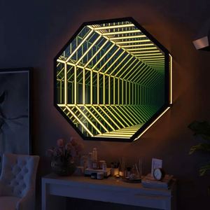 Bát giác Đảng trang trí nội thất LED Đèn Tường 3D Abyss gương vô hạn hình học RGB thay đổi màu tường trang trí nội thất vô tận huyền diệu chiếu sáng - Product Image 6