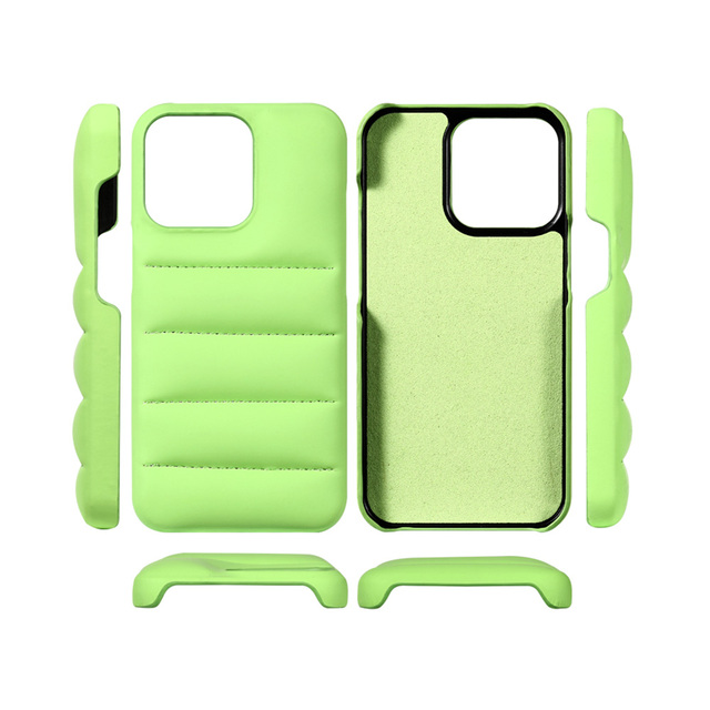Customization Down Jacket Leather Puffer Phone Case for iPhone 15 Pro Max Waterproof 3 Wrapped Phone Cover