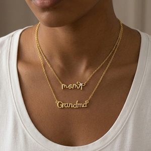 Collar de Joyería Personalizado a la Moda para el Día de la Madre, Collar con Colgante de la Serie Mamá/Abuela en Cobre Chapado en Oro, Popular - Product Image 4