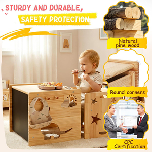Set Tavolo e Sedie in Legno Montessori per lo Svezzamento con Lavagna per Bambini da <span class=keywords><strong>1</strong></span> a 3 Anni - Product Image 4