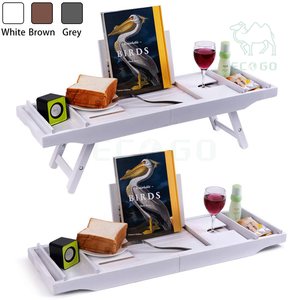 Étagère extensible pliable Plateau de baignoire Spa Baignoire Caddy Organisateur Blanc Baignoire Plateau Table - Product Image 2